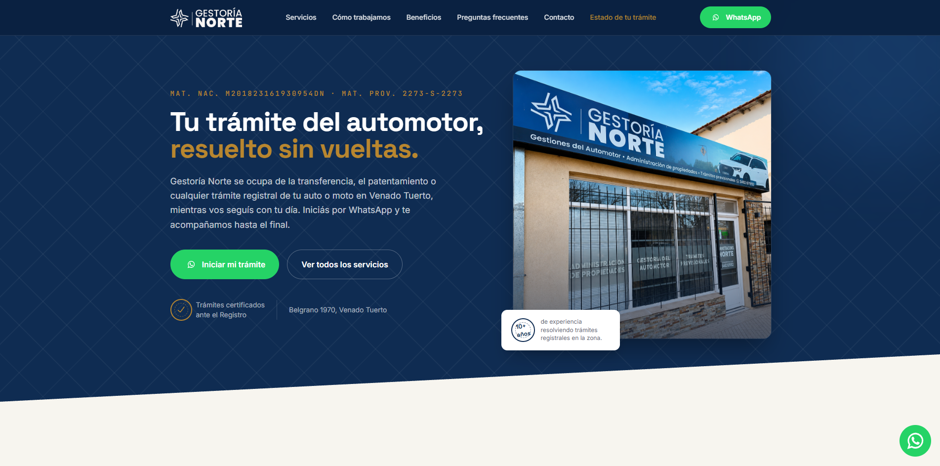Gestoría Norte - Sitio web institucional